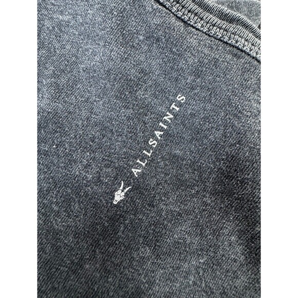 AllSaints Gigi Tee Womens Size 10 Black Washed Cotton Drawstring V Neck Top - Picture 7 of 13
